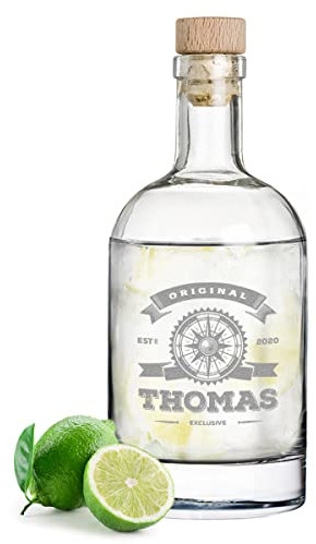polar-effekt Bottiglia di gin personalizzata con incisione a scelta - 700 ml - Incisa con nome - Gin-Tonic, flacone da farmacia riutilizzabile - Regalo per compleanno, Natale - Motivo Original