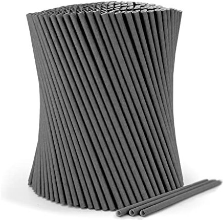 wisefood Pajitas de papel, 500 unidades (5 x 100 unidades), color negro, diámetro de 6 mm x 20 cm, sin PLA/PE, biodegradables y desechables