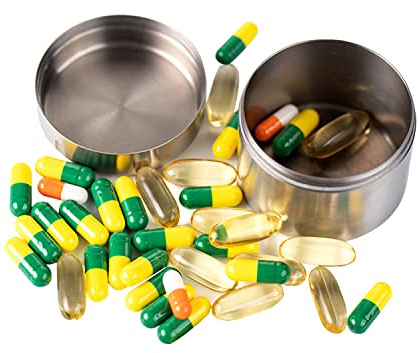Portapillole Giornaliero Piccolo, Titanio Impermeabile Contenitore per Pillole da Viaggio Portatile, Senza BPA All'aperto Tascabile Piccola Scatola dei Medicinali
