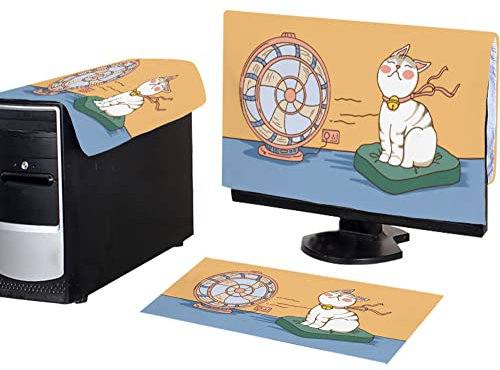 WAYUTO 3Pcs Computer Staub Cover Set Tastatur Computer Host PC Monitor Tower Protector Staubdicht Computer Fall Abdeckungen für Desktop CPU Cat 27 Zoll