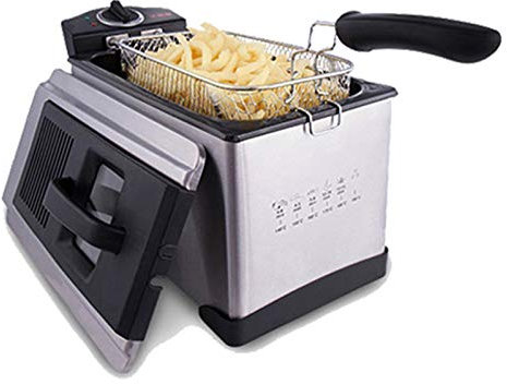 Compact Mini Deep Fat Fryer 1400W, 2.5L, 304 Stainless Steel, with Viewing Window, Temperature Control, Removable Oil Basket