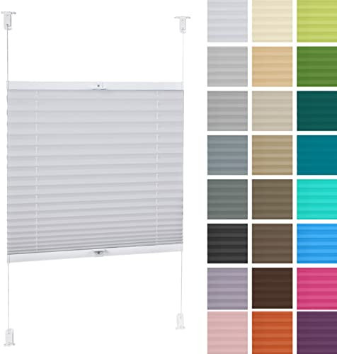 DECOOR Plissee ohne Bohren 150cm x 200cm Faltrollo Rollo für Fenster und Tür Nicht-invasive Fensterjalousien guter Sichtschutz und Sonnenschutz Breite der Überlappung 2 cm Weiß