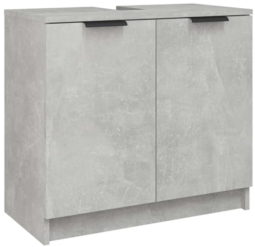 vidaXL Badezimmerschrank, Badschrank mit viel Stauraum, Waschbeckenunterschrank für Badezimmer, Waschbeckenschrank Badmöbel, Betongrau Holzwerkstoff