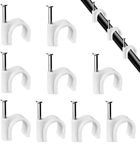 100 clips para cables de 7 mm, resistentes y duraderos, color blanco, redondos, para colgar en la pared, para organizar y gestionar el clip
