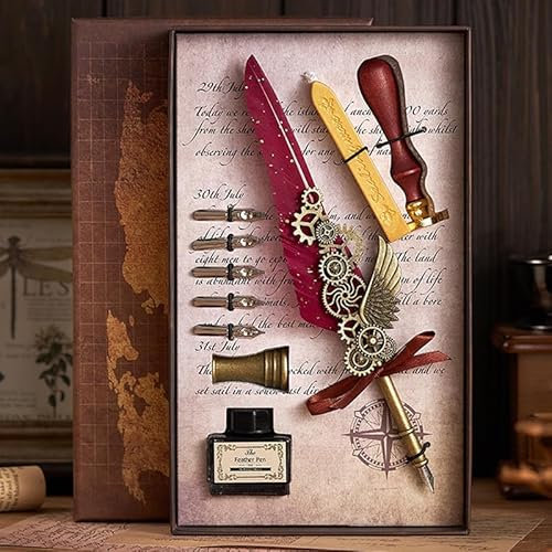 XUBX Kit Calligraphie, Ensemble de Stylos de calligraphie, Ensemble de Stylo Plume et D'encre, Stylo plume Kit, Coffret cadeau d'écriture cadeau de calligraphie fabriqué à la main