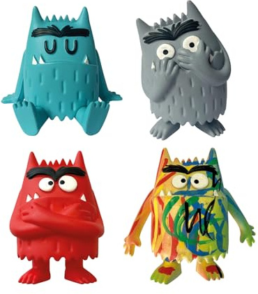 Comansi - Set de Figuras Confusión/Multicolor, Rabia, Miedo y Tristeza, Juguete de El Monstruo de Colores de Anna Llenas, Figuras Coleccionables y Recursos Emocionales para Niños