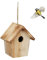 Relaxdays Deko Vogelhaus, Holz, Vogelhäuschen zum Aufhängen, HxBxT: 16 x 15 x 11 cm, Vogelvilla Garten, Balkon, Natur