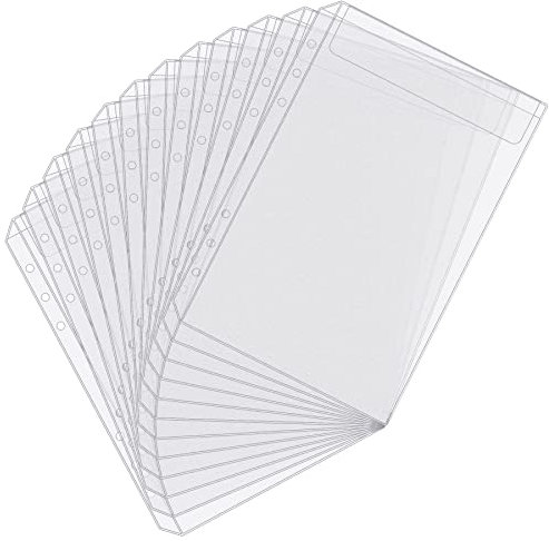 BVYA 12 Stück A5 Größe Binder Taschen 6 Löcher Budget Wasserdicht PVC Transparent Dokumente Taschen