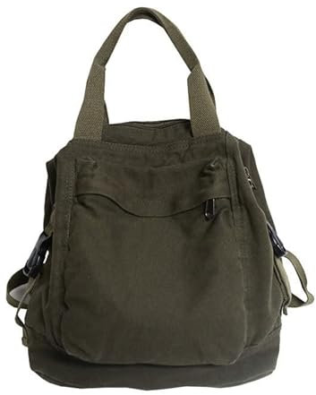 Kleiner Boho-Canvas-Rucksack für Damen, Vintage-Stil, Outdoor-Reisetasche, lässiger Tagesrucksack, Grunge, ästhetischer Hippie-Y2K-Rucksack, Grün, Einheitsgröße, Daypack Rucksäcke