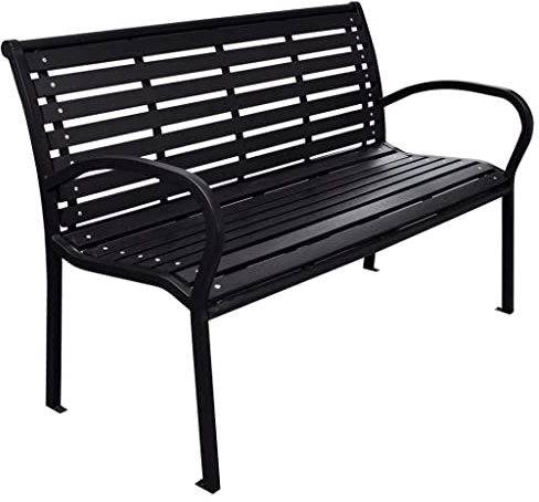 vidaXL Gartenbank Schwarz 116 cm Stahl und WPC