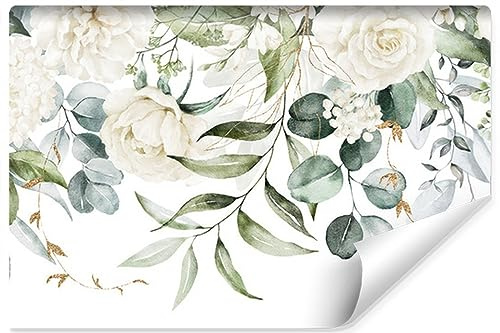 Muralo - 3D Non-Woven Wallpaper - Photo Wallpaper 3D Effect - Leaves Plants Motif Wallpaper for Living Room Bedroom Wall Wallpaper - Abstract Photo Wallpaper - Width 450 cm x Height 300 cm