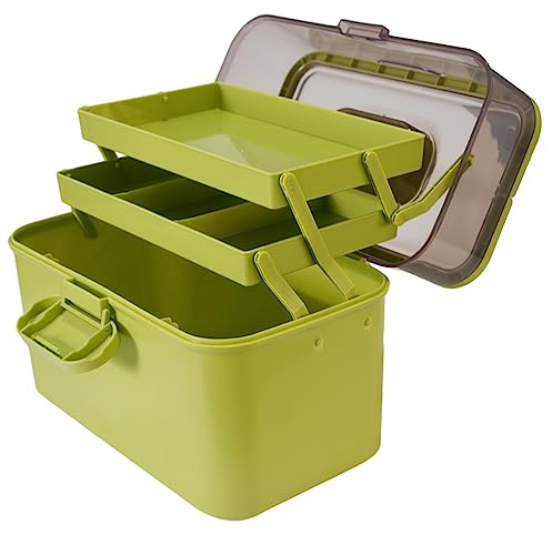 AnRui 3 Tier Medicine Storage Organizer Box, Plastic Empty First Aid Kit Container Emergencies Family Medical Case Multipurpose Box with Portable Handle for Home, Travel, Camping, Hiking, School