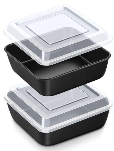 Homikit Teglia da forno con coperchio, forma quadrata in acciaio inox con rivestimento antiaderente nero, piccola teglia da forno Brownie in forno, sana e facile da pulire