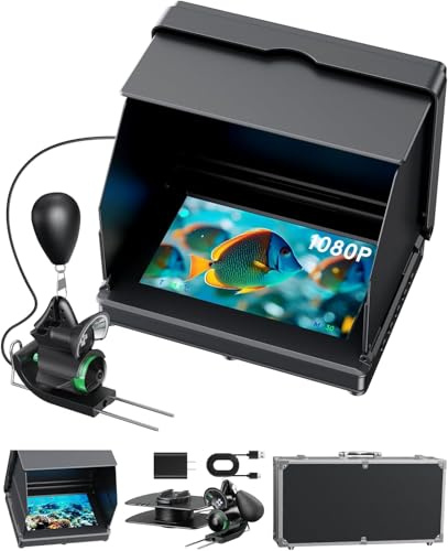 FourQ Sondeur Vidéo Pêche sous-Marine, Écran HD 5,0, Grand Angle 220°, Caméra Vision Nocturne IR, Câble Étanche 30m, 10000mAh, Idéal Pêche sur Glace, Lac, Bateau, Kayak