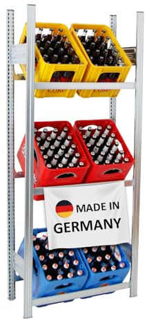 PROREGAL Getränkekistenregal Magnus Made in Germany | HxBxT 185x81x34cm | 6 Kisten auf 3 Ebenen | Verzinkt | Freistehendes Kistenregal Kastenregal Getränkekregal Kistenständer