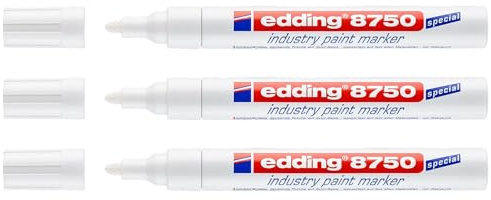 edding 3 Stück 8750 Marker für Industrie, Weiß, 2-4 mm