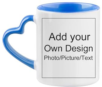 Poignée en Forme De Coeur Tasses Personnalisées Tasses Personnalisées avec Photo Photo Texte 12oz Céramique Tasses À Café DIY Custom Couples Tasses Intimes Cadeau d'anniversaire Dark color2,350ML