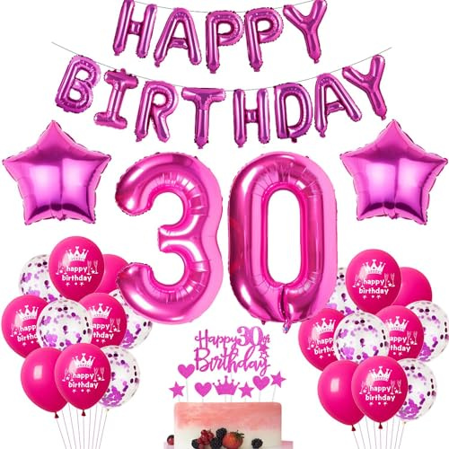 Rosa Luftballon 30. Geburtstag Hot Pink Geburtstag Luftballon 30 Jahre Rosa Ballon 30. Geburtstagsdeko 30 Jahre Frauen 30 Party Deko Rosa 30. Frau Dekorationen Rose