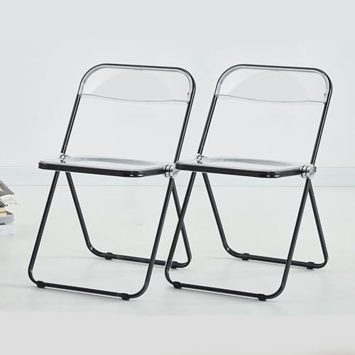 RTTZBOZ Sedia Pieghevole, Sgabello per Sedie Pieghevoli con Schienale per Cucina o Sala Giochi - Sedie Pieghevoli Portatili per Interni (Color : Black C, Size : 47cm/19in 2pcs)