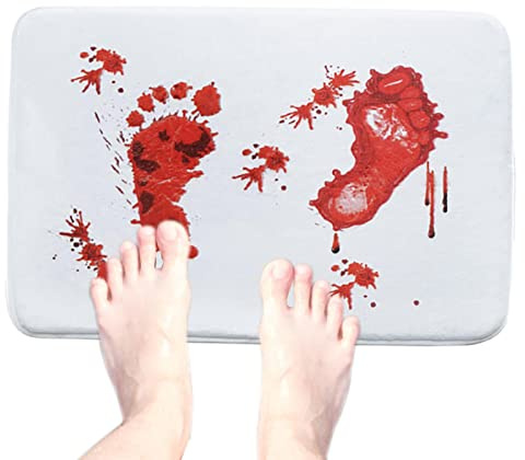 Bvizyelck Halloween Badematte Blut Badezimmerteppich Rutschfester Waschbar Badematte Maschinenwaschbar Badteppich Absorbierender Badvorleger Duschmatte Blutigers Teppich Für Badezimmer, Toilette