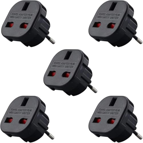 Jembe - Adaptateur Voyage Prise Anglaise vers France Lot de 5 - Type G vers Type C - Société Française