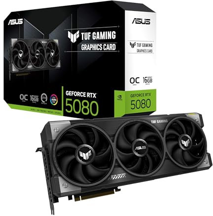 ASUS TUF Gaming GeForce RTX 5080 OC Edition 16GB GDDR7 Gaming Grafikkarte (Nvidia GeForce RTX5080, 3,6 Slot Design, PCIe 5.0, 2X HDMI 2.1b, 3X DisplayPort 2.1a, TUF-RTX5080-O16G-GAMING)