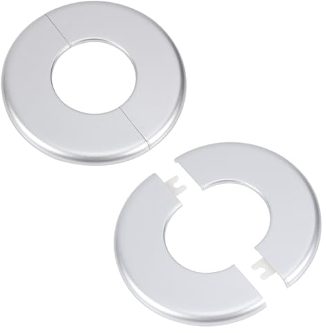 2stk Wandflansche, Selbstklebende Runde ABS Rosetten Sanitär Abdeckplatten für 51mm Durchmesser Zubehör für Wasserhahn Dekoration (Silber)