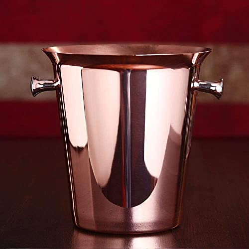 ZJFHEYUO Stainless Steel 304 5L Rose Gold Champagne Bucket ice Bowl Beer Barrels Wine Ice Bucket Ice Buckets