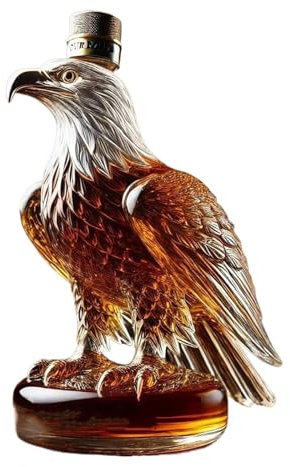 Eagle Crystal Carafe à décanter à whisky – Bouteille de liqueur élégante de 13 cm avec bouchon en métal hermétique, décoration de bar et cadeau pour les amateurs de bourbon et de scotch (base ronde)