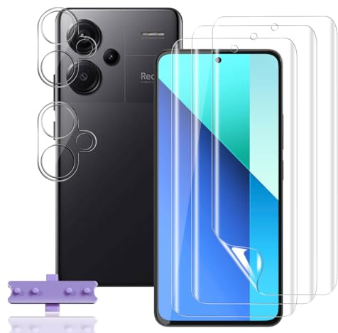 Rnnmeeko Protector de Pantalla para Xiaomi Redmi Note 13 Pro Plus 5G,[3 Pack] TPU Película Protectora y [2 Pack] Xiaomi Redmi Note 13 Pro Plus 5G Cristal Templado Protector de Lente de Cámara