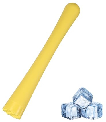 sourcing map Cocktail Muddler, 10 Inch PP Drink Muddler Bar Accessories Tools Ice Crusher for Home Party Cocktail Fruit Drinks, Yellow (Thick)