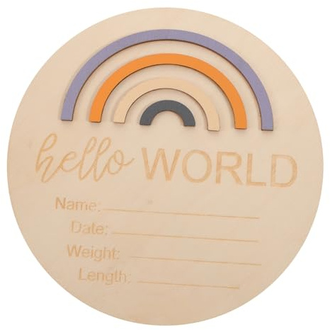 HIAKDOFT Rainbow Wooden Cards Photo Prop for Newborn Announcement Lightweight Month Discs for Gender Reveal Shower Safe Smooth Edges for Growth Tracking