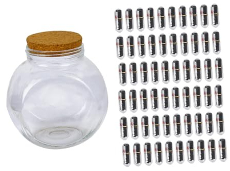 Artibetter Kit de Bouteille à Souhaits Incluant Capsules et Anneaux en Papier Multifonctionnel en Verre Noir Bouchon de Liège pour Décoration et Envoi d'amis