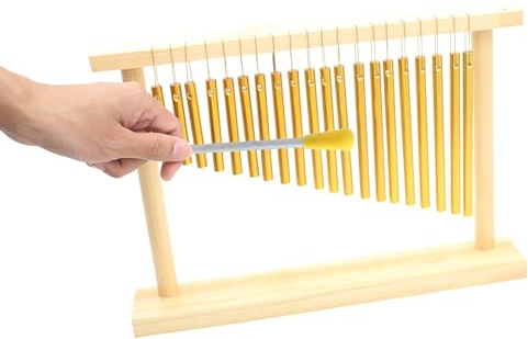 KIMISS Glockenspiel-Schlaginstrument – ​​20 Takte, Einreihiges Musikalisches Schlaginstrument, Windglocke mit Holzständer – Klassisches, Großes, Einreihiges Stabglockenspiel