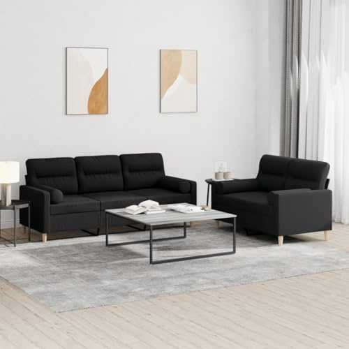 ROMHZKS Sofa Garnitur mit strapazierfähigem Stoff und robustem Gestell aus Sperrholz Metall | Dick gepolsterte Sitzfläche Armlehnen | Atmungsaktiv langlebig | Zylinderkissen