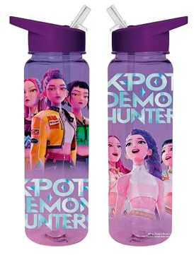 CYPBRANDS- K-Pop Demon Hunters, Huntrix, Flaska, Vattenflaska, Citronflaska, Kapacitet 700 ml, Lila, Officiell Produkt
