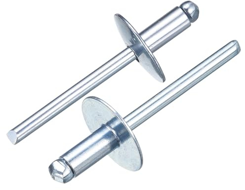 QUARKZMAN 25Pcs Rivetti Ciechi In Alluminio 3/16x3/8, Impugnatura In Alluminio E Mandrino In Acciaio, Rivetti A Flangia Larga Per Metallo, Mobili, Automobili, Argento