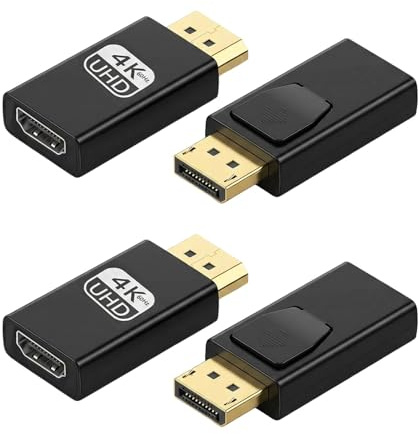 Adaptador a HDMI, 4 K, 4 Unidades, Adaptador DP a HDMI 4 K @ 60 Hz/4 K @ 30 Hz/2 k@60 Hz/1080p@120 Hz, Adaptador HDMI a HDMI Compatible con Lenovo HP DELL AMD Nvidia Desktop
