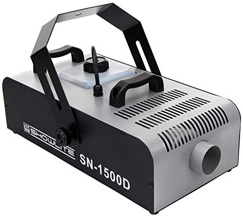 Showlite SN-1500D DMX Nebelmaschine mit Timer und Fernbedienung (1500W, 560m³ Nebelausstoß/min, 12 Min. Aufwärmzeit) silber