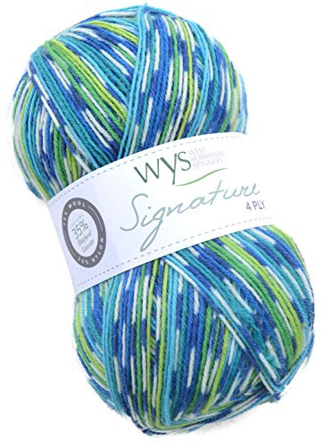 West Yorkshire Spinners Sockenwolle, WYS Signature 4ply 851-Peacock, 100g Wolle mit weicher Bluefaced Leicester Wolle, Textilien/Garn