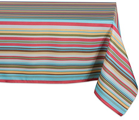 DII Summer Stripe Outdoor Tabletop Collection, Multi-use, Machine Washable, Tablecloth, 60x84, Sunset