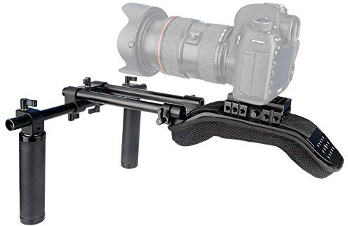 NICEYRIG 15mm épaule Pad Rig Système de Support de Tige avec Base de Montage QR Poignées en Cuir pour DSLR DV Caméscope Caméscope