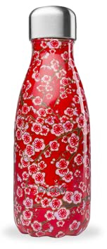 Qwetch - Bouteille Isotherme Originals Flowers Rouge 260ml - 24h Froid et 12h Chaud - Etanche & Réutilisable - Gourde inox isotherme pour Sport, Voyage, Bureau, Randonnée
