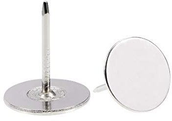 sourcing map Tapicería Clavos Tachuelas 19mmx23mm Plana Cabeza Muebles Clavos Plata Tono para Muebles Sofá Cabeceros, 40 Piezas