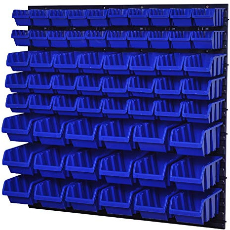 PAFEN Stapelboxen Wandregal Box Sichtlagerkästen Schüttenregal Lagersystem 62 Boxen