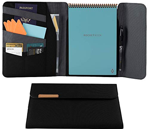 Rocketbook Flip Capsule Folio Cover – 100% recycelbare Hülle mit Stifthalter, Magnetverschluss und Innenaufbewahrung – Schwarz, Briefgröße