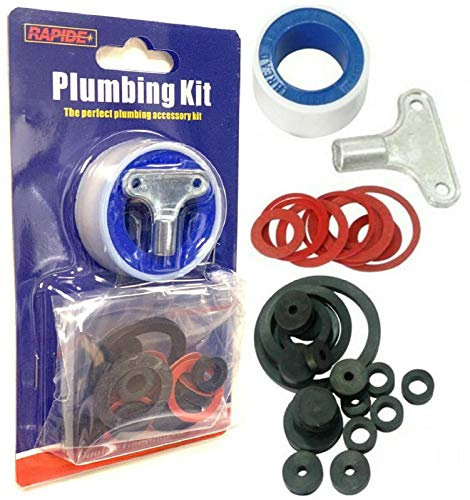 32 PC TAP LEAKS REPAIR KIT SINKS BATHS KITCHEN PIPE JOINTS SEALS KEY TAPE O RING..