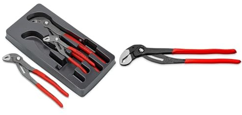 KNIPEX 00 20 09 V02 Cobra®-Paket & 87 01 400 Cobra® XL Rohr- und Wasserpumpenzange grau atramentiert mit Kunststoff überzogen 400 mm