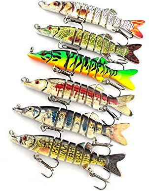 ODS Pike Lure Kit 3.5inch Fishing Bait Jointed Swimbait with Hooks Lifelike Artificial Bait for Freshwater Saltwater(6pcs/Set)