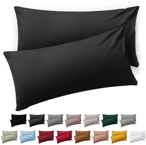 Blumtal Kissenbezug 40 x 80, 2 Stück - Oeko-TEX zert. Kissenbezüge 100% Mikrofaser in extra weich & waschmaschinenfest - Bezug Kissen 40x80 Anthrazit